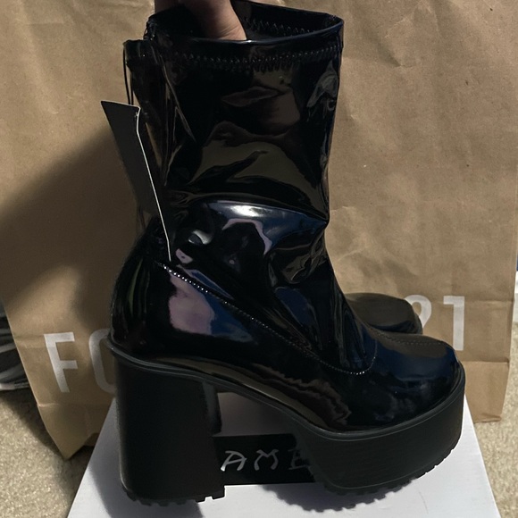 Forever 21 Shoes - Black Faux Leather Platform Boots
